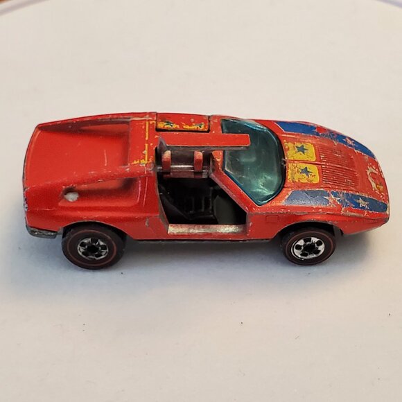 Redlines 1970 Hot Wheels Mattel Mercedes Benz C111 Red Diecast Car Doors Lift Up - Picture 4 of 8
